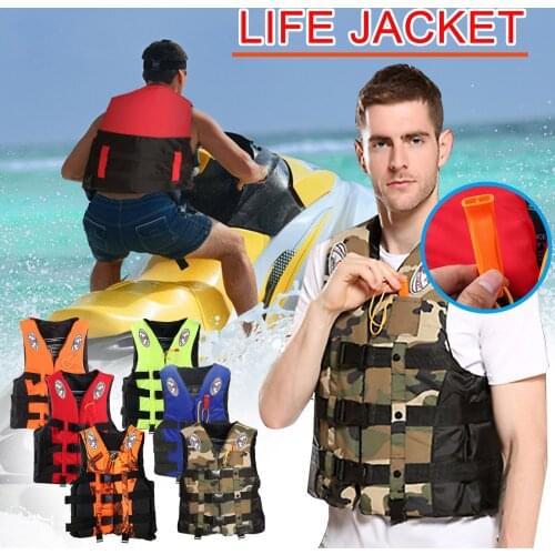 Universal Outdoor Swimming Boating Skiing Driving Vest Survival Suit Adult Life Jacket With Whistle Rafting Fishing Water Sports