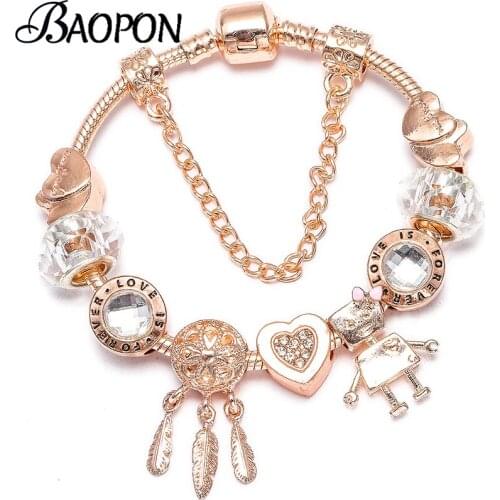 BAOPON High Quality Robot Beads Charm Bracelet Fits Original Fine Bracelets Bangle For Women Fashion Accessories Dropshipping