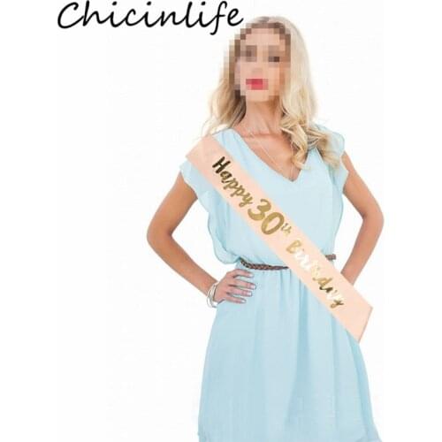 Chicinlife 1Pcs 16 18 21 30 40 50 60 Year Old Satin Sash Woman Birthday Party Girl Anniversary Adult 30th Birthday Decor Supplie