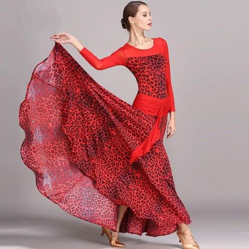 Leopard Mordern Dance Dress for Women Sexy Latin Dance Dress International Ballroom Competition Dancing Dresses
