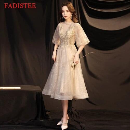 New Arrival Lace Appliques Evening Dresses Half Puffy Sleeves Robe De Soirée De Mariage Vestidos De Fiesta вечерние платья