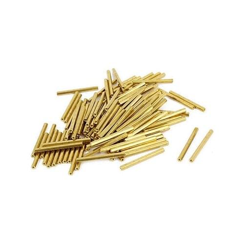 100 Pcs M2 Female Thread Brass Pillar Standoff Hexagonal Spacer 33mm Length