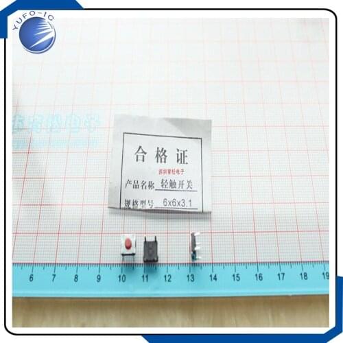 1000PCS red head 6*6*3.1MM micro switch touch switch Tactile Push button switch 6X6X3.1