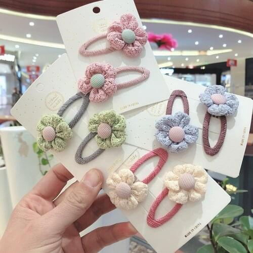 2PC/Sweet New Cute Plaid Fabric Hair Clips For Children Girls Flower Barrettes Hair Grips Hairpin Hair Accessories HeadWear