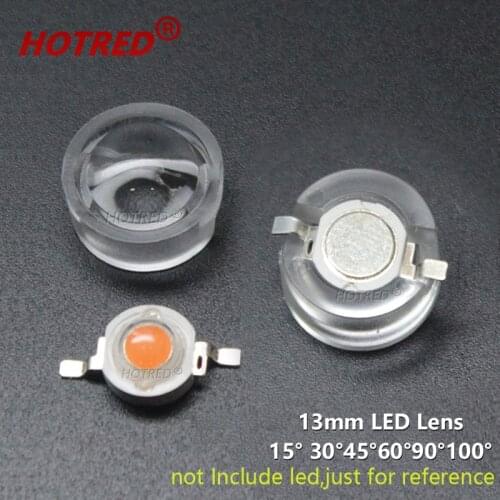 20pcs 1W 3W 5W 13mm IR LED mini Lens 15 30 45 60 90 100 Degree Needn't Holder High Power LED Diode Convex Reflector Collimator