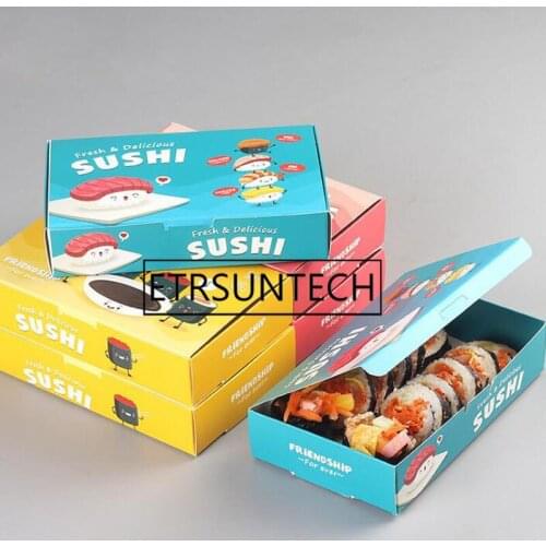 200pcs sushi box disposable paper packing box for fast food shop restaurant fried chicken french fries bento
