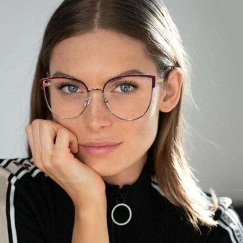 2021 Transparent Computer Glasses Frame Optical Spectacle Overszied Eyeglasses Red Rim Luxury Women Blue Light Blocking Glasses