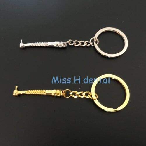 4pcs Dentist Keychain Dental Handpiece Keychains Gold/Silver For Dentist Team Gift