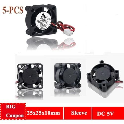 5PCS Gdstime Cooler 2510 25x25x10mm DC 5V Sleeve Bearing 2.5cm Mini Cooling Fan For heatsink 25mm