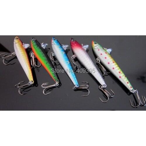 5pcs 7cm/15.5g hard fishing lure big size Minnow mixed 5 colors strong fishing hook