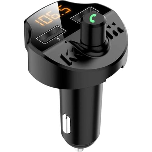 Car Fm Transmitter Bluetooth 5.0 Car Mp3 Player Modulator Adapter Battery Voltage TF Card Hands-free Dual USB Smart Chip T66