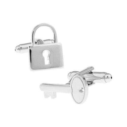 C-MAN Luxury shirt Lock and key cufflink for mens Brand cuff buttons cuff links High Quality Silvery abotoaduras Jewelry