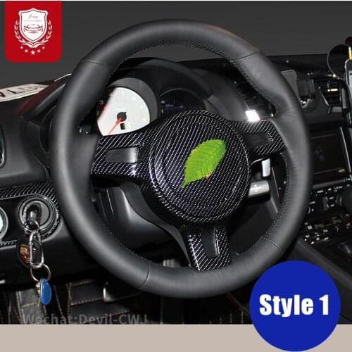 Steering wheel cover For Porsche Taycan Panamera Macan Cayenne 718 911 9YA 971 Premium Leather Hand stitch Grip car accessories