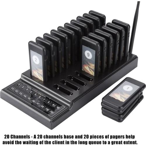 Economic 20 Channels Wireless Calling System Restaurant Guest Paging System Restaurant Call Coaster Pagers Guest Waiting Pager