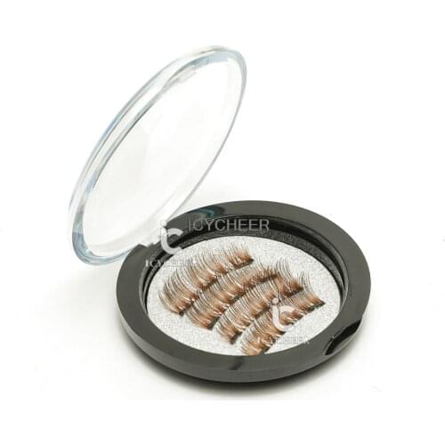 ICYCHEER 4PCS Magnet False Eyelashes Handmade Lashes Makeup Triple Brown 3D Fake Eyelash