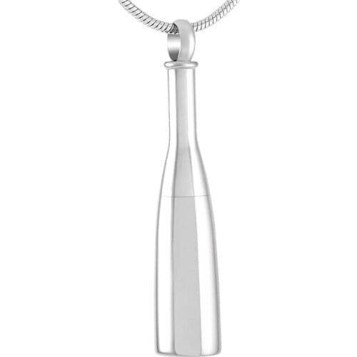 IJD9247 Engravable Beer Bottle Design Cool Men Necklace Simple Stainless Steel Cremation Urn Pendant Fashion Jewelry