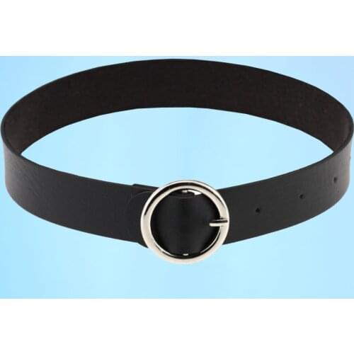 Classic personality punk goth rock retro style metal belt buckle leather choker collar collar chain accessories