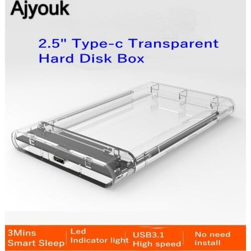 50PCS 2.5 Inch USB3.1 HDD Hard Disk Drive Case USB-C Type-C External HHD Hard Drive box Enclosure SSD Enclosure Computer