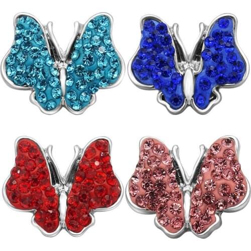 KZ2125 New Fashion Vivid Colorful Butterfly Rhinestone&Clay manual 18MM snap buttons DIY snap jewelry fittings Beauty