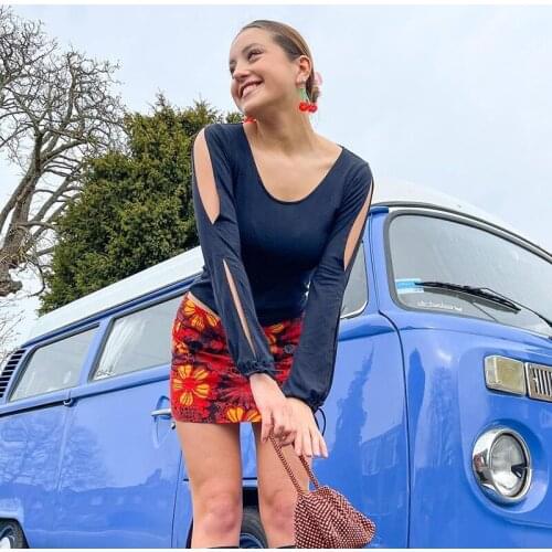 Summer High Waist Short Fashionable Casual Printing Polyester Women Skirts W21SK174