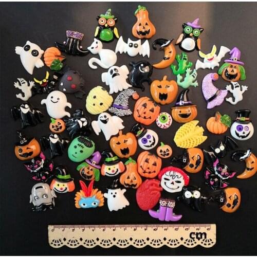 M17D 30 Pcs Resin Halloween Accessories Flat Back Cabochon Embellishments For Scrapbooking DIY Decoration Crafts Party