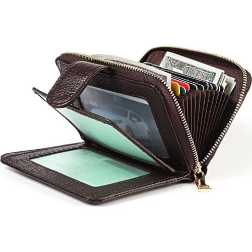 Oil Wax Cowhide RFID Card Holder Wallet Multifunctional Card Holder Large Capacity Card Holder ID Holder Coin Bag