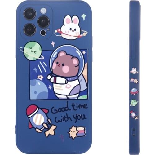 Fashion Anime Cartoon Liquid Silicone Protective Phone Case For iPhone 11 12 Pro Max Mini X XR XS 7 8 Plus Shockproof Cover