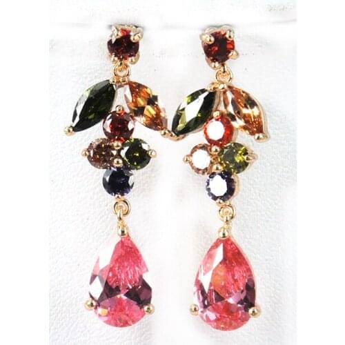 MOODPC Free shipping Gold Color Ladies Luxury Drop Earrings Zircon Earring Top Quality Nickel & Lead Free