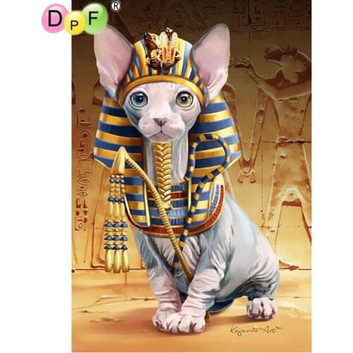 DPF DIY Gift Diamond Embroidery crafts Egypt Shameless Cat 5D full Round Diamond Painting Magic Cube Cross Stitch Mosaic Decor