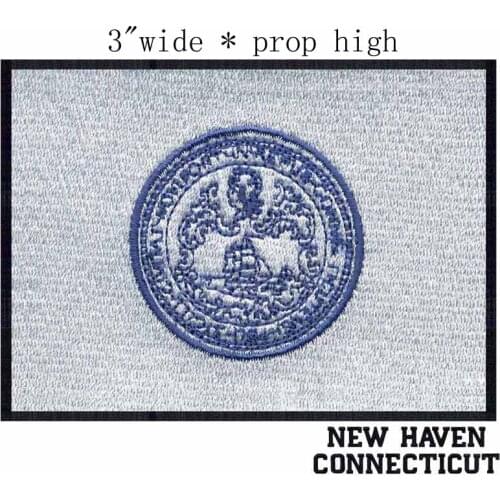New Haven, Connecticut USA Flag 3"wide embroidery patch for Long Island Sound/New Haven/Elm City