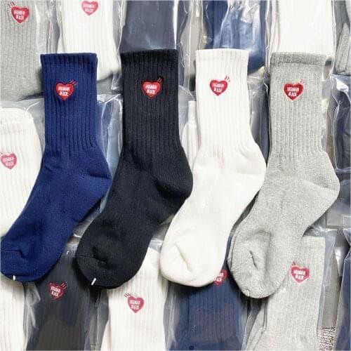 1Pair Human Red Made Skateboard Cotton Crew Street Fashion Socks Love Heart Men Wommen Fashion Korea Style Freeship 2021 Cupid