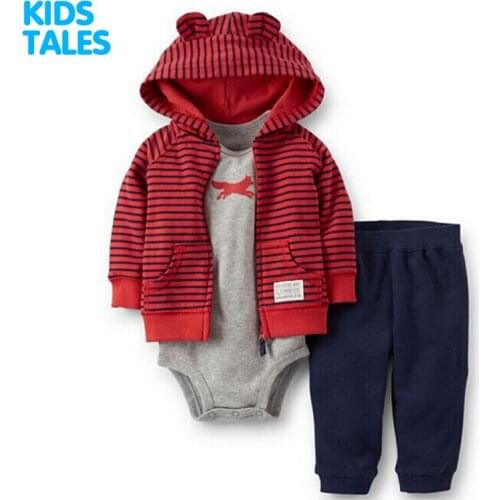 New 2017 Spring Baby Boys Clothes Sets Fashion Cotton Coat+ T-shirt + Trousers 3pcs Newborn Baby Boys Clothing Sets