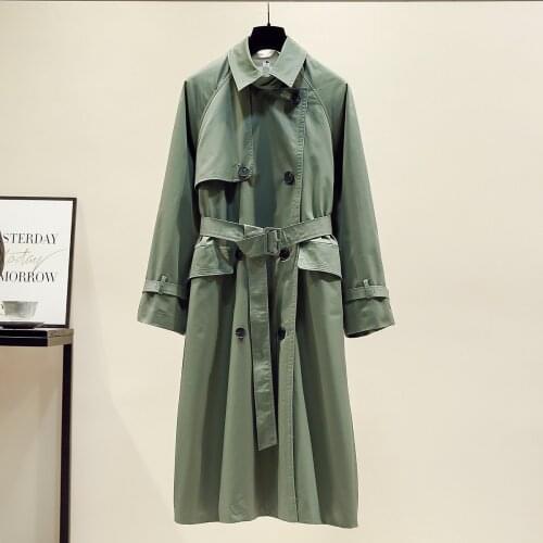Coat Women New Slim Fashion Sashes Fall Autumn Casual Double Breasted Simple Long Trench Coat With Belt Female Windbreaker