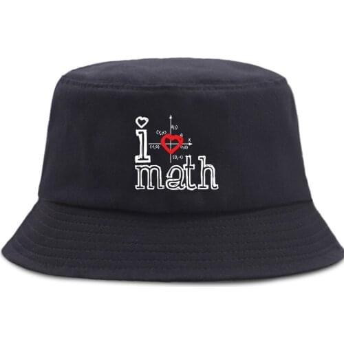I Love Math Cartoon Hip Hop Fishermans Hats Beach Outdoor Bucket Hat Unisex Sun Shade Panama Caps Summer Casual Fishing Cap