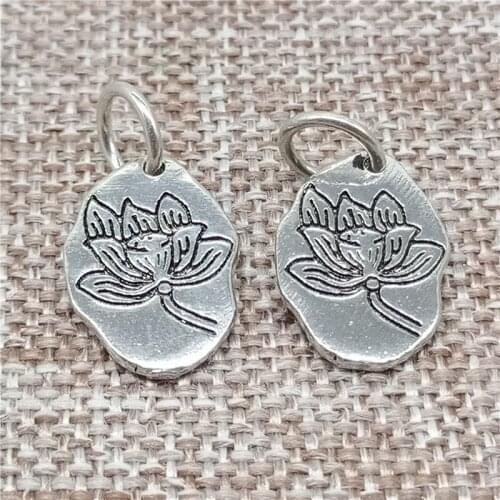 925 Sterling Silver Lotus Charms Pendants for Yoga Meditation Bracelet Necklace