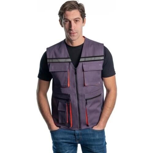 SENSEL of Reflector, Gray / Orange, Multi-Pocket Summer Vest-118E2454