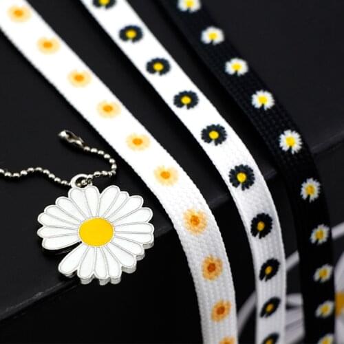1 Pair Little Daisies Shoelaces Flower Printing Fashion Women Men Shoes Laces Canvas Sneakers Shoelace AF1 Sports Shoelaces