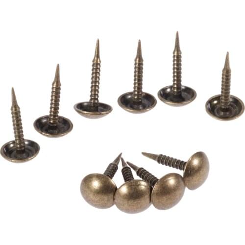 100pcs Upholstery Nails Iron screw Studs Vintage Pins Thread Tacks Antique Bronze 8mm*15mm Sofa Jewelry Box Doornail hardware