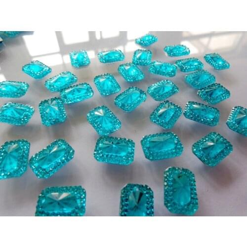 Blue rhinestones Rectangle shape10*14mm flatback Sew on resin crystal accessory gemstone strass 120pcs/bag