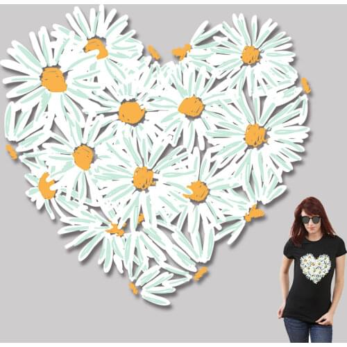 Love Heart Little Daisy Letter Stickers Washable Patches for Kids Clothing Jacket Heat Transfer printing