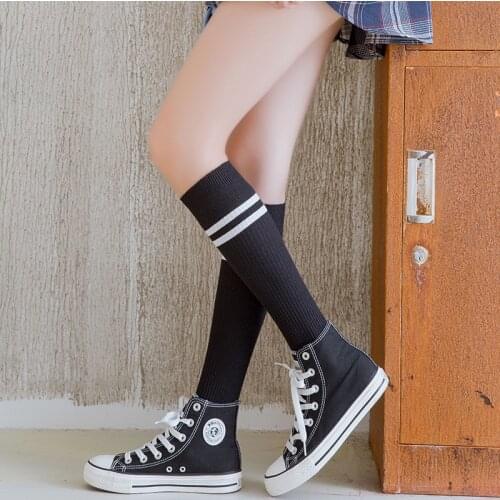 Women Stockings New Fashion Socks Women 1 Pair Cotton Color Socks Striped Girls Socks Sports Breathable Middle Tube Trendy Sock
