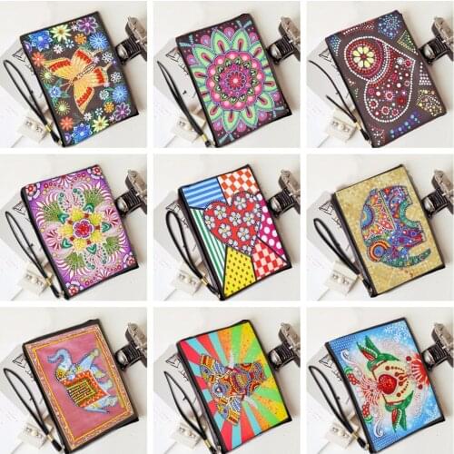5D DIY Special Shaped Diamond Painting Leather Wristlet Wallet Women Diamond Embroidery Clutch Bag Flowers Christmas Gifts Pouch