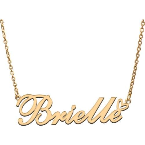 Love Heart Brielle Name Necklace for Women Stainless Steel Gold & Silver Nameplate Pendant Femme Mother Child Girls Gift
