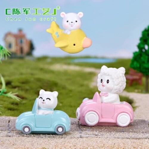 ZOCDOU 1 Piece Bear Cute Animal Cartoon Resin Dog Small Statue Little Figurine Crafts Figure Ornament Miniatures