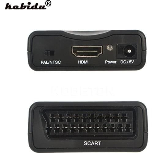 1080P HDMI-compatible To Scart Converter HD Receiver signal adapter converter with power adapter Box support HDMI-compatible AV