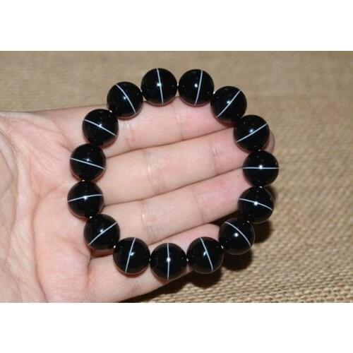 14mm Nature Tibetan Bead Bangle thread chalcedony burnish Mala bead bracelet Amulet