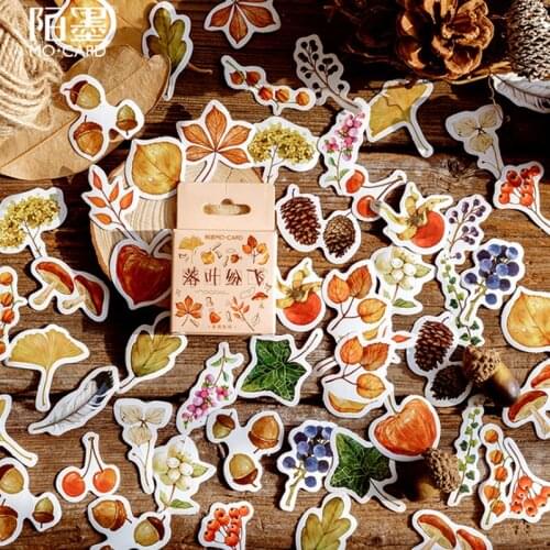 46pcs/pack Creative Falling Leaves Fresh Hand Account Boxed Stickers Scrapbooking Material Pegatinas Scrapbook for Children