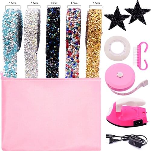 5 Rolls Crystal Rhinestone Ribbon Diamond Sparkling Bling Ribbons Roll Ribbon Wrap For DIY Clothes Bags Decoration B4064