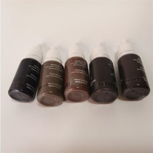 5pcs tattoo ink dark brown black color eyebrow permanent makeup pigment kit 15ml 1/2oz cosmetic manual micropigment