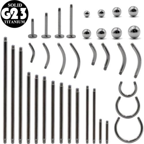 50pc/lot G23 Titanium Screw Straight Barbell Shaft Replacement Accessories Bar Ball Ear Tongue Nipple Wholesale Piercing Jewelry